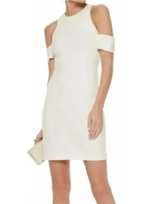 Mini Vestido N/Nicholas Ponti Hombro Recortado Para Mujer 8 Blanco Fiesta Cócteles NUEVO Foto 1 de 4