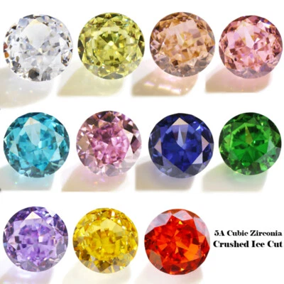 Round Crushed Ice Cut Cubic Zirconia Loose Gemstone AAAAA Handmade Cut CZ Stone - Image 1 of 4