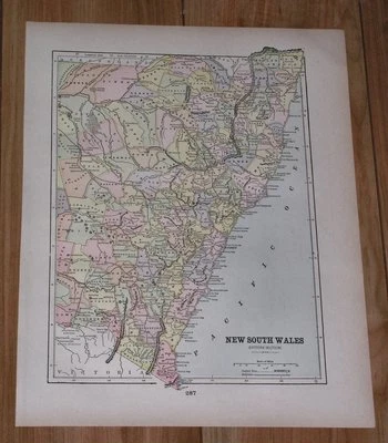 1896 ORIGINAL ANTIQUE MAP OF NEW SOUTH WALES SYDNEY / AUSTRALIA - Image 1 of 3