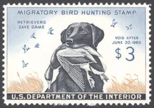 1958 US Scott #RW26 $3 Labrador Carrying Mallard Drake Federal Duck Stamp MH - Picture 1 of 2