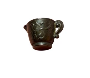 Vintage Metal Dollhouse Miniature Pitcher Creamer Measuring Cup Scrollwork Motif - Picture 1 of 8