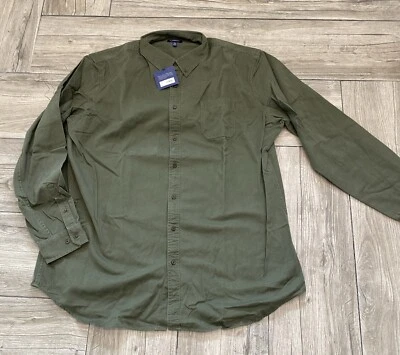 Croft & Barrow Button Down Long Sleeve Olive Denim Casual Shirt Big & Tall 2XLT - Image 1 of 4