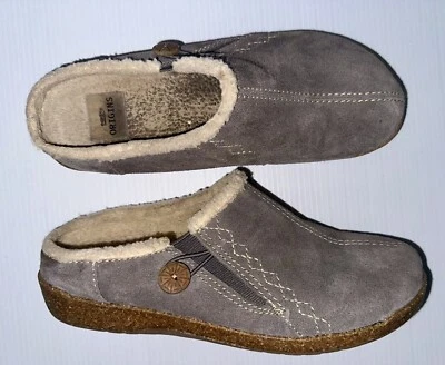 EARTH ORIGINS Grey Johanna 2 Suede Fleece Lined Mule Clog Slipper ~ Women’s US 9 - Image 1 of 4