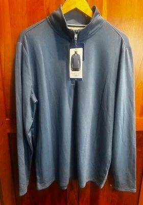 Nuevo con etiquetas Pullover de Golf Original Impermeable Vintage Azul 1/4 Cremallera Para Hombre Talla L Foto 1 de 4
