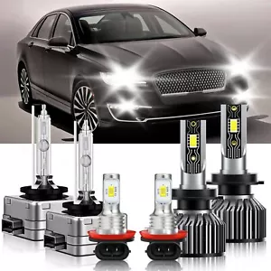 LED HID Headlight Bulb Kit Hi Lo Beam+Fog Light 6500k For Lincoln MKZ 2008-2009 - Picture 1 of 12