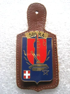 INSIGNE + CUIR REGIMENT ARTILLERIE 58° RA ETAT EXCELLENT DRAGO PARIS - Picture 1 of 2