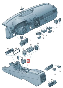 NEU ORIGINAL VOLKSWAGEN TOUAREG SCHALTER FÜR ELEKTROMECHANISCHE FESTSTELLBREMSE - Bild 1 von 2