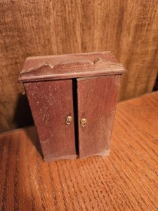 DOLLHOUSE MINIATURE FURNITURE WOOD WARDROBE ARMOIRE 1:12 SCALE - Picture 1 of 4