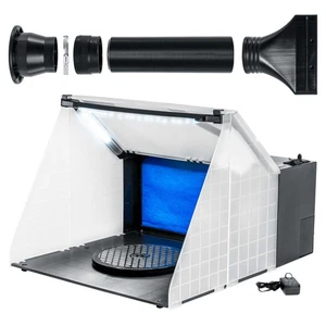 Portable Hobby Airbrush Paint Spray Booth Kit Exhaust Filter LED Light Set Model - Picture 1 of 5