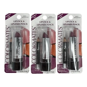 3 Colormates Cosmetics Lipstick & Lipliner Pencil Dark Pink Frost Discontinued - Picture 1 of 4