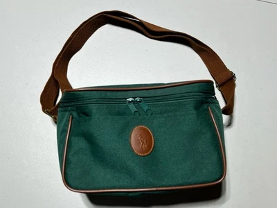 Vintage Masculino Polo Ralph Lauren Verde Anos 80 Anos 90 Bolsa Utilitária Produtos de Higiene Pessoal Alça de Lona - Imagem 1 de 4