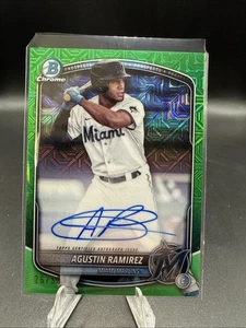 2025 Bowman Chrome Agustin Ramirez Green Mojo Auto #BMA-AR #26/99 - Marlins - Foto 1 di 2