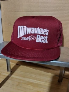 Gorra de béisbol vintage de los 80 sombrero de camionero tapa a presión malla Milwaukee's Best Beer - Imagen 1 de 4