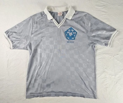 Camiseta de fútbol vintage para hombre ALIX con logotipo XL Blast plateada a cuadros cuello en V EE. UU. Foto 1 de 4