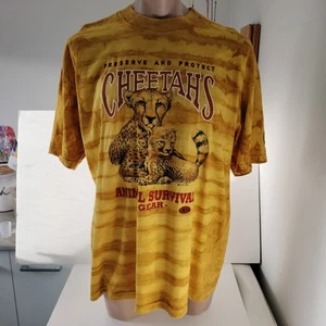 Vintage 1994 Animal Survival Gear Tie Dye Cheetahs Print Xl - Picture 1 of 9