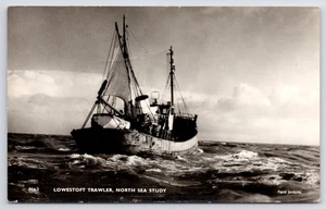 RPPC Suffolk, England - Lowestoft Trawler -North Sea (Ford Jenkins) UNP Postcard - Picture 1 of 2