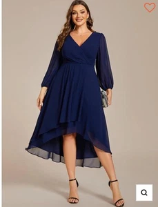 NWT Ever Pretty-Briar Chiffon , Long Sheer Sleeve Mid Length Dress-size 24 (4x) - Picture 1 of 5