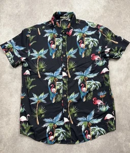 Camisa Hawaiana Retro Elastizada 4 Vías Para Hombre Talla M Flamenco Colores Palmera Verano - Imagen 1 de 15