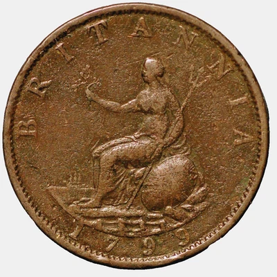 1799 Great Britain 1/2 Penny George III KM# 647 - Image 1 of 2