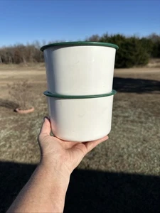 Lot de bidons de café vintage Tupperware #2709 avec couvercles verts chasseur 2717 2419 - Photo 1/8