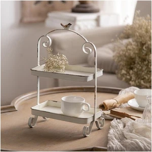 Decorative French Retro Distress Tray for Living Room and Hotel Tray Metal Ir... - Picture 1 of 7