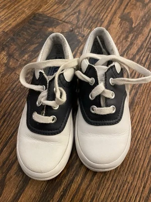 Keds School Days Sneaker Size 8.5 EUC Leather Upper Navy Blue White Lace Up Shoe - Image 1 of 4