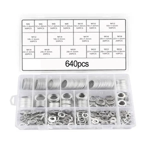 640pcs Aluminium Metric Seals Assortment Oil Drain Sealing Ring Set with Case - Picture 1 of 6