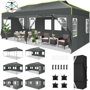 10x20ft Pop Up Canopy with 6 Sidewalls Waterproof UPF 50+ Outdoor Gazebo Tent - Picture 1 of 27