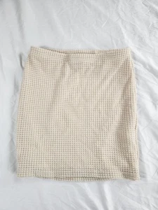 SHEIN Damen Rock Gr. M creme Struktur Strick Minirock gefüttert Stretch figurbetont  - Bild 1 von 6