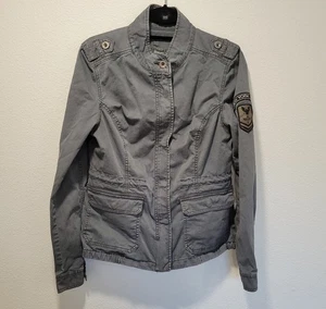 Aeropostale Jacke Damen Large Grau New York City Military Patch Bomber - Bild 1 von 9