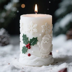 Christmas Decoration Snowflake Cylinder Aromatherapy Candle Silicone Mold - Picture 1 of 16