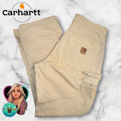 Carhartt Hombres 30x30 Caqui Doble Carpintero Pantalones Relajado Suelto Ajuste Parche B159 Foto 1 de 4