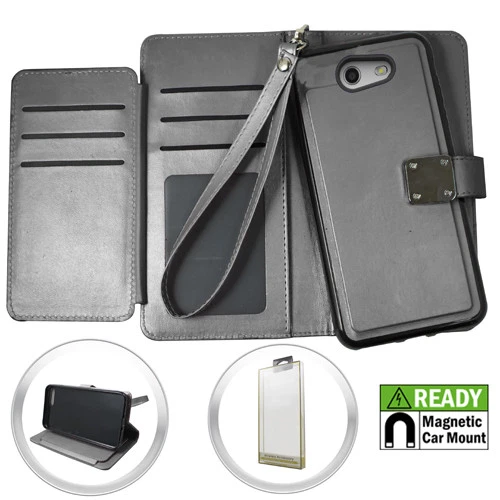 GSA Folio Flip Leather Wallet Case For Samsung Galaxy J3 (2017)/J327 - Black - Image 1 of 1