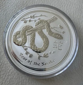 2013P AUSTRALIA 10oz SILVER BU LUNAR SERIES ll YEAR OF THE SNAKE In Mint Capsule - Picture 1 of 4
