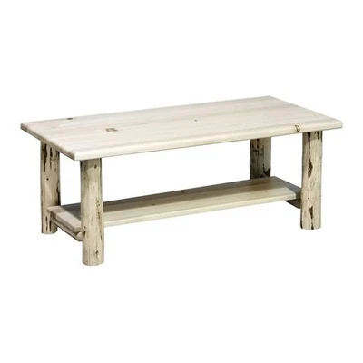 Montana Woodworks Transitional Wood Coffee Table with Shelf in Natural - Image 1 of 3
