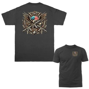 Eagle of War Military Patriotic US Flag Veteran T-Shirt - Bild 1 von 17