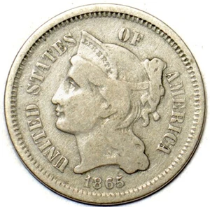 1865 Three Cent Nickel - Picture 1 of 2
