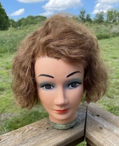 Suzie-Kin K-600 Cosmetology Mannequin Head Great Brown Hair Human Vintage - Picture 1 of 20