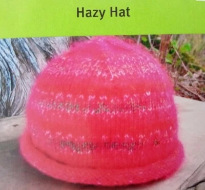 HAZY HAT Roll Brim Easy Knitting Pattern 107 Theresa Gaffey 2005 Toddler-AdultXL - Image 1 of 2