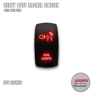 RED Laser Etched LED Rocker Switch 5 Pin Dual Light 20A 12V ON OFF - FOG LIGHTS - Picture 1 of 6