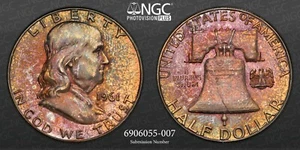 Moneta D'Argento FRANKLIN Da Mezza Dollaro PROVA 1963. NGC PF63. - Foto 1 di 12