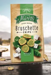 Maretti Bruchette Chips Spinat & Käse Geschmack 70g Ofengebacken Lecker Lecker - Bild 1 von 2
