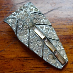 antike Art Deco Brosche klar Strass Glas Tschechisch Geometrisch Kleid Clip -K38 - Bild 1 von 2
