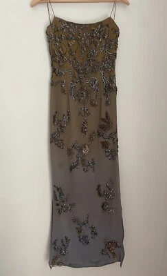 Vestido de graduación Y2K S caprichoso terciopelo cuentas seda maxi ombre bosque hada grunge de colección Foto 1 de 4