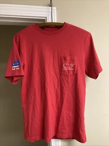 Vineyard Vines Republican Elephant Shirt XS Red Short Sleeve Graphic Pocket Tee - Picture 1 of 8