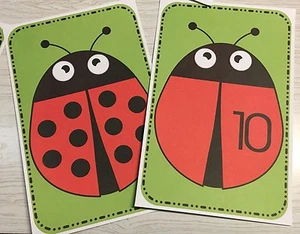 22 cartas - Ladybug Count & Match Cards - Preescolar Kindergarten Matemáticas - Laminado - Imagen 1 de 6