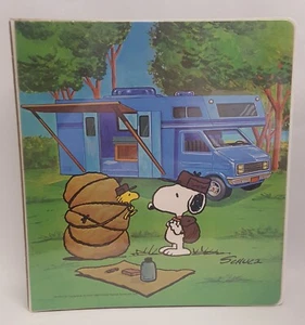 SNOOPY Camping Scouts 3 Ring Binder Folder Vtg 1965 Woodstock Butterfly Original - Picture 1 of 24