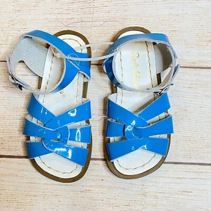 Saltwater Sandals Girls Size 9 Blue Patent Leather New - Picture 1 of 4