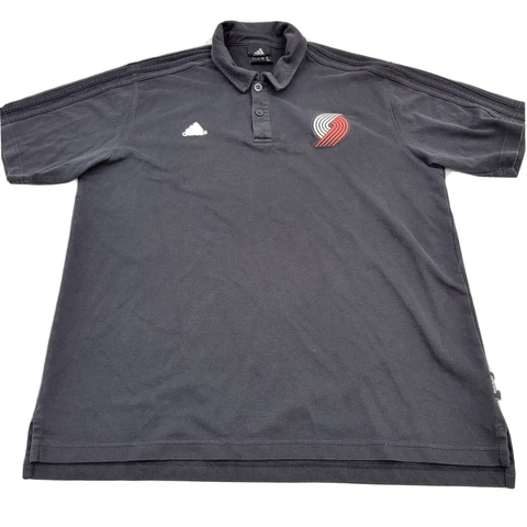 Adidas Men's XL Black NBA Portland Trail Blazers Short Sleeve Polo Shirt EUC Cover