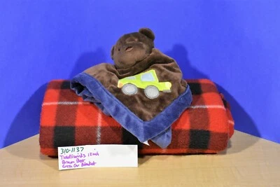 Tiddliwinks Brown Bear With Green Car Security Blanket Plush(310-1137) - Image 1 of 4